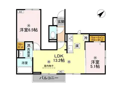 TORISIA八代(2LDK/1階)の間取り写真