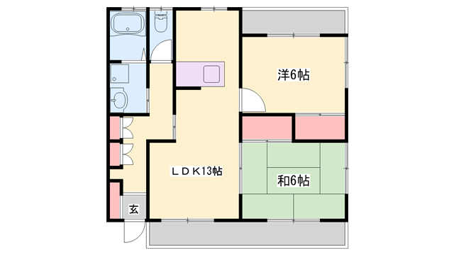 東塚ハイツ(2LDK/2階)の間取り写真