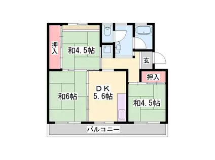 ビレッジハウス志染(3DK/1階)の間取り写真