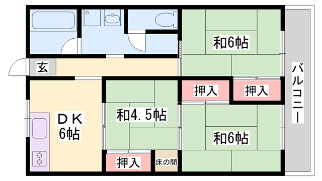 オリエンタルマンション(3DK/6階)の間取り写真