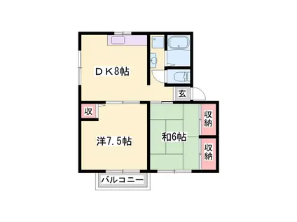 メゾンクレールA棟(2DK/2階)の間取り写真