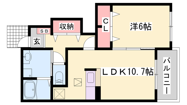 ヒルサイド緑ヶ丘 C棟(1LDK/1階)の間取り写真