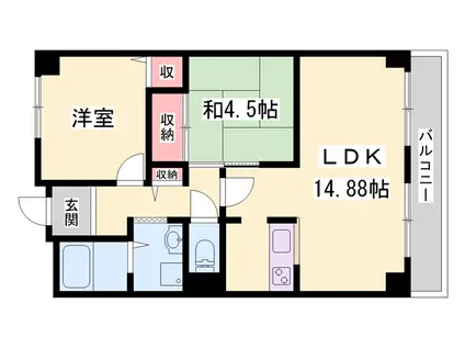 クリーンピア姫路白浜(2LDK/2階)の間取り写真