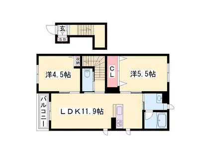 セルディーナ(2LDK/2階)の間取り写真