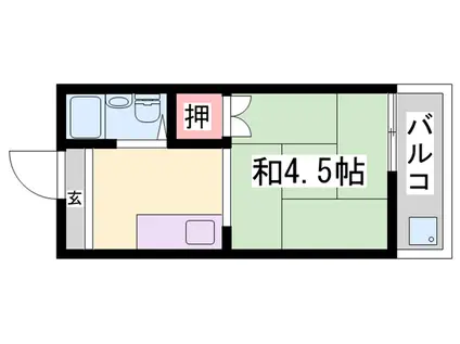 日の出コーポ(ワンルーム/2階)の間取り写真