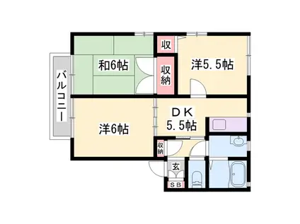 れいんぼうハイツ(3DK/2階)の間取り写真