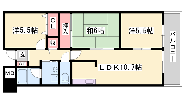 クリスタルハーモニー(3LDK/1階)の間取り写真