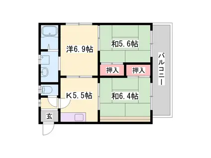 メゾンオリーヴィエ(3DK/2階)の間取り写真