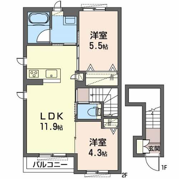 リビエラ(2LDK/2階)の間取り写真