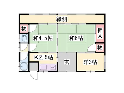 加古川線 滝野駅 徒歩76分 1階建 築56年(3K)の間取り写真