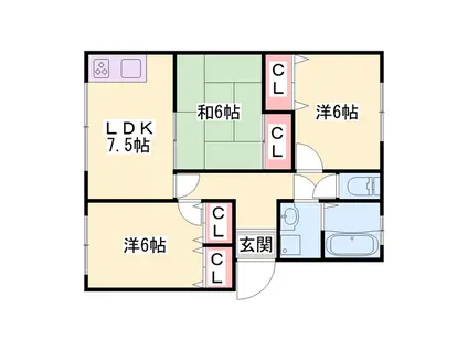 ロイヤルハイツ二反田(3LDK/2階)の間取り写真