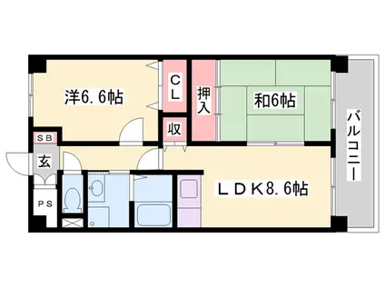 リアライズ加古川2(2LDK/2階)の間取り写真