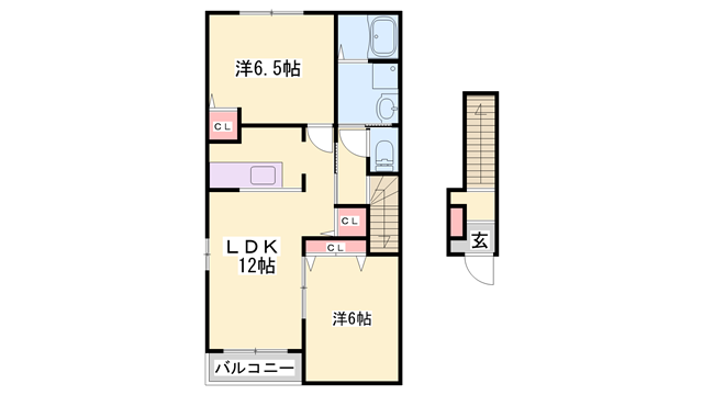 アウローラ(2LDK/2階)の間取り写真