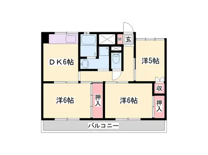 ビレッジハウス中村(3DK/3階)の間取り写真