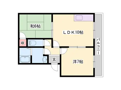 グリーンハイツ(2LDK/2階)の間取り写真