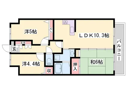プレステージ加古川Ⅳ(3LDK/4階)の間取り写真