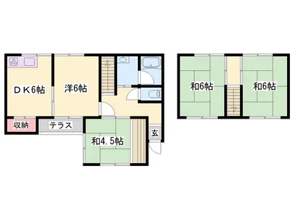 播但線 野里駅 徒歩31分 2階建 築54年(4DK)の間取り写真