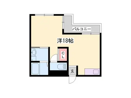 白国弘友ハイツ(ワンルーム/2階)の間取り写真