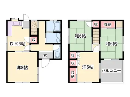 赤穂線 相生駅(兵庫) 徒歩8分 2階建 築47年(4DK)の間取り写真