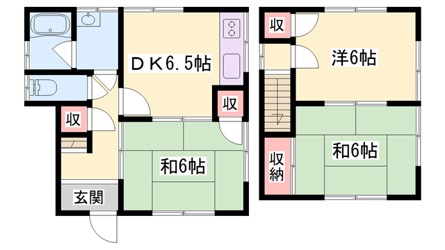 赤穂線 播州赤穂駅 徒歩8分 2階建 築33年(3DK)の間取り写真
