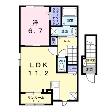 播但線 京口駅 徒歩20分 2階建 築1年(1LDK/2階)の間取り写真