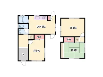 播但線 溝口駅 徒歩108分 2階建 築50年(3DK)の間取り写真