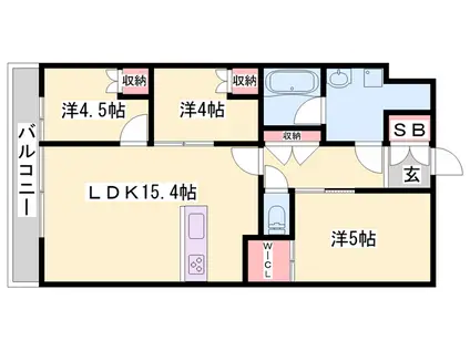 レーベン姫路本町(3LDK/14階)の間取り写真