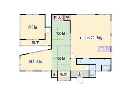 赤穂線 西相生駅 徒歩17分 1階建 築65年(4LDK)の間取り写真