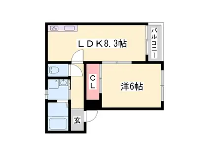 アガサント(1LDK/1階)の間取り写真