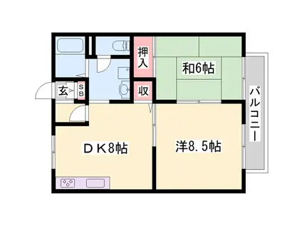 アムール安富(2DK/2階)の間取り写真