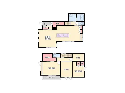 播但線 溝口駅 徒歩2分 2階建 築10年(3SLDK)の間取り写真