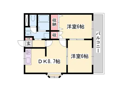 ライブリー(2DK/2階)の間取り写真