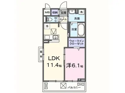 シエルガーデン(1LDK/1階)の間取り写真