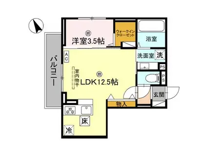 D-PLACE町坪(1LDK/1階)の間取り写真