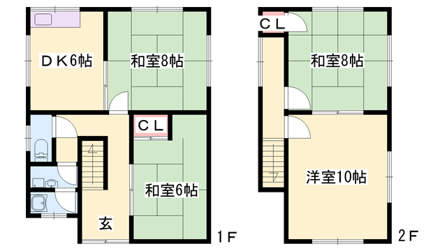 山陽本線 姫路駅 バス乗車時間：37分 宗元バス停で下車 徒歩8分 2階建 築48年(4DK)の間取り写真