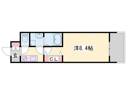 アルティザ姫路(1K/13階)の間取り写真