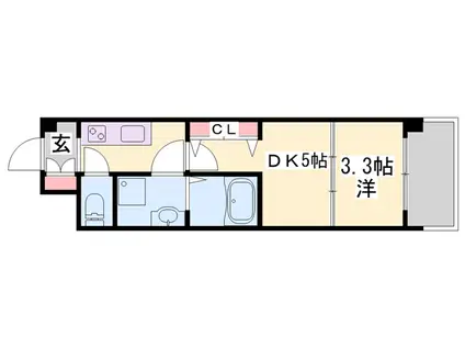 アルティザ姫路(1DK/10階)の間取り写真