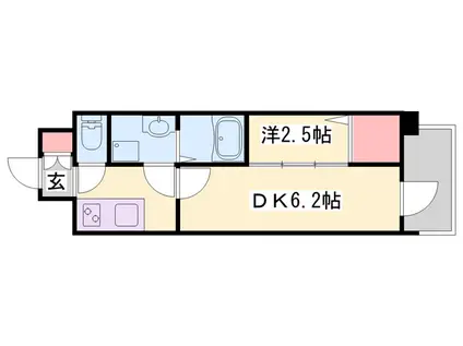 アルティザ姫路(1DK/4階)の間取り写真