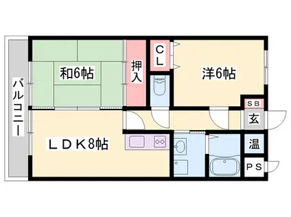 リバーサイド白鷺(2LDK/2階)の間取り写真