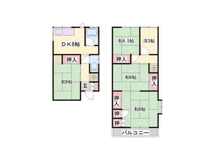山陽電気鉄道本線 播磨町駅 徒歩13分 2階建 築53年(4SDK)の間取り写真