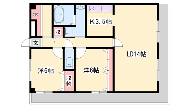 シャルヴィ加古川(4LDK/8階)の間取り写真