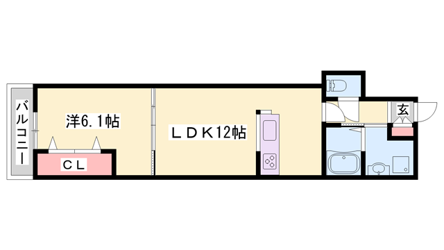 ブロンテ北在家ウエスト(1LDK/2階)の間取り写真