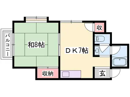 ハイツ高室(1DK/2階)の間取り写真