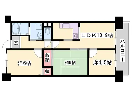 プレステージ加古川5(3LDK/2階)の間取り写真