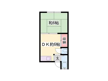 竹の荘(1DK/1階)の間取り写真