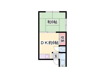 竹の荘(1DK/1階)の間取り写真