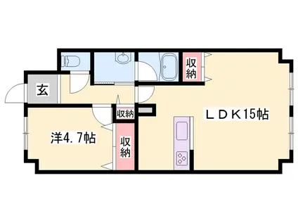 シャトー日東C(1LDK/2階)の間取り写真