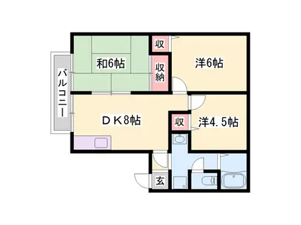 グランドゥール殿元(3DK/1階)の間取り写真