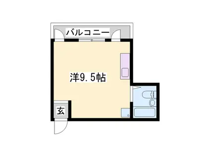 ヒルハイツB棟(ワンルーム/2階)の間取り写真