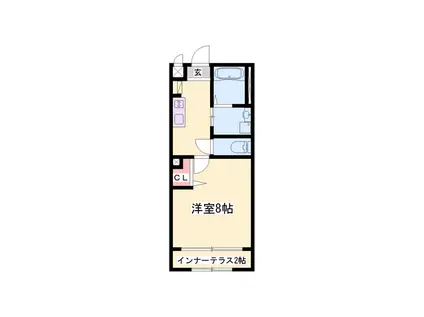 ヴィラージュ中州(1K/1階)の間取り写真